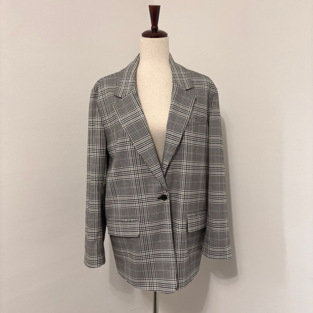 Treasure & Bond Oversized Mara Houndstooth Plaid Blazer Sz M